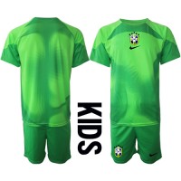 Koszulka piłkarska Brazylia Bramkarska Strój wyjazdowy dla dzieci MŚ 2022 tanio Krótki Rękaw (+ Krótkie spodenki)